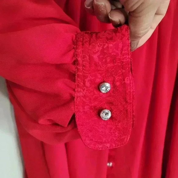 Anthropologie Moulinette Soeurs red sheer button blouse sz 6 - Picture 5 of 8